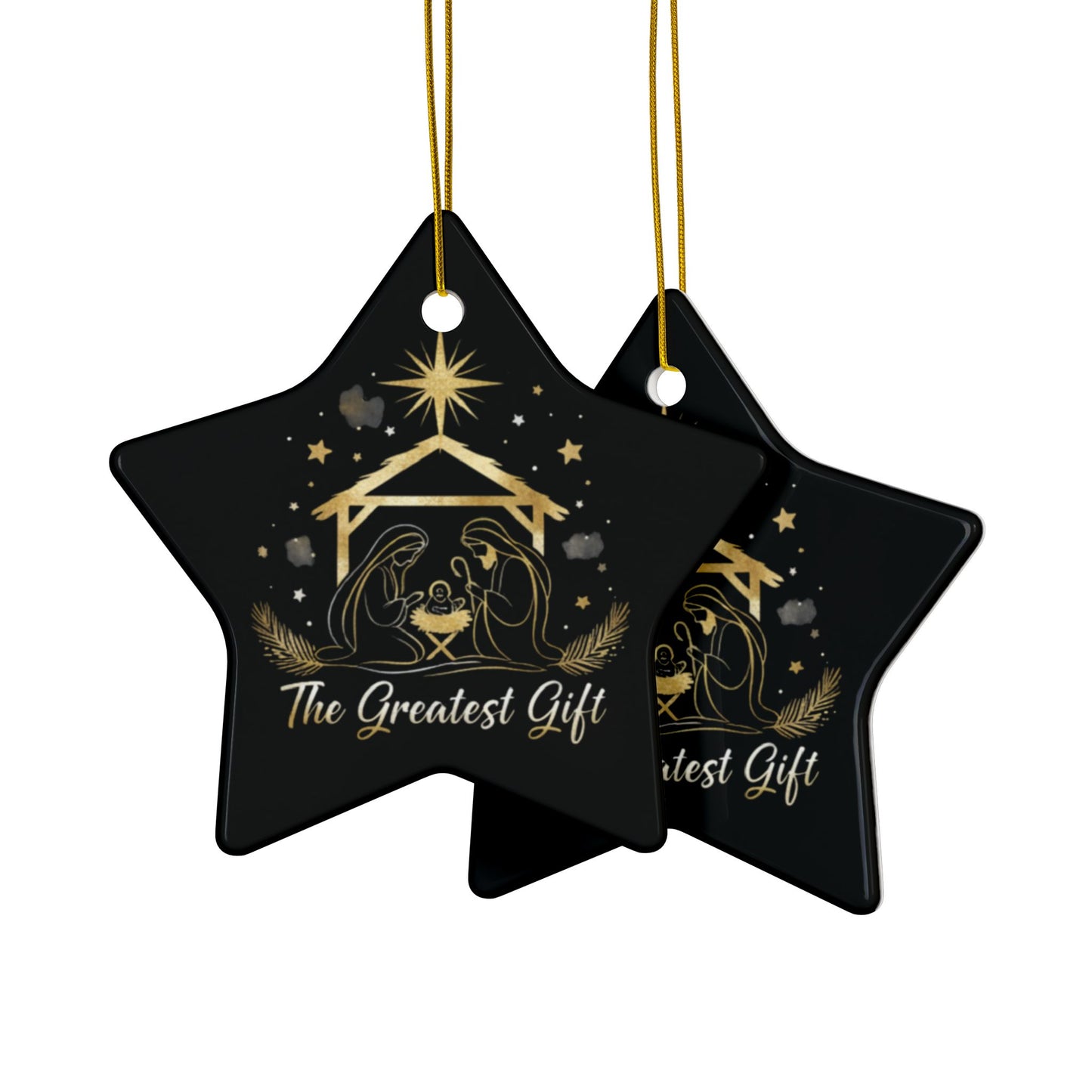 Ceramic Ornaments, Jesus Nativity Ornament, 2-Side Print (1pc, 3pcs, 5pcs, 10pcs)