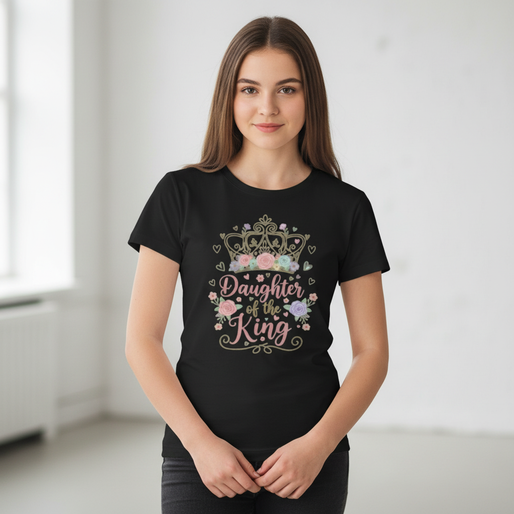Daughter of the King Tee — Floral Crown Christian Faith T-Shirt