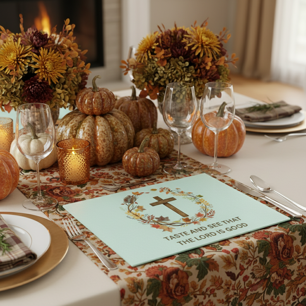 Christian Cutting Board – "Taste and See That the Lord Is Good" Autumn Wreath