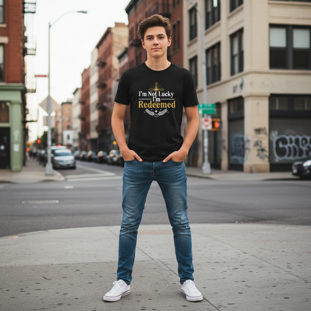 Redeemed Cross Tee — Christian Faith Graphic T-Shirt