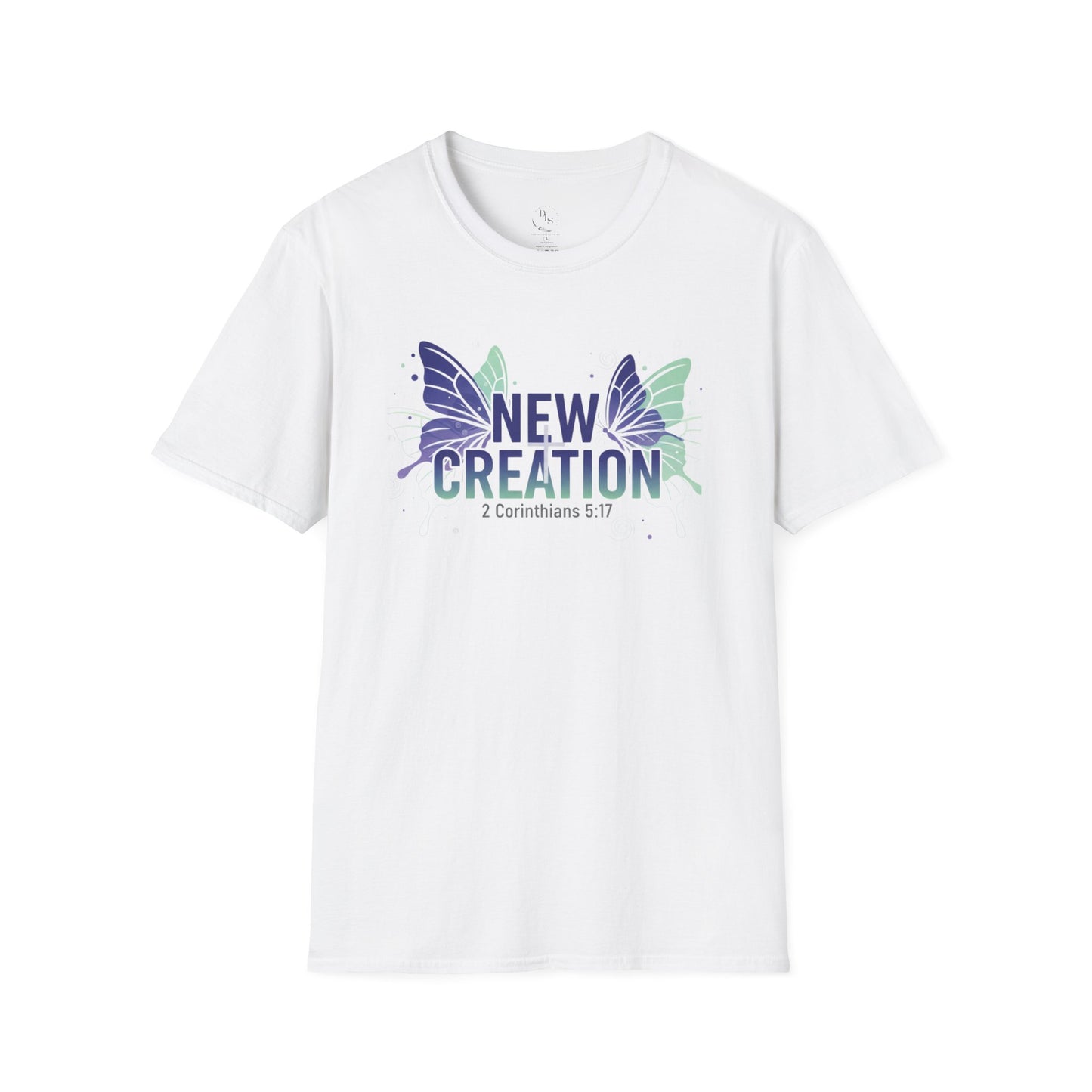 New Creation Butterfly Cross T-Shirt — 2 Corinthians 5:17 Christian Tee