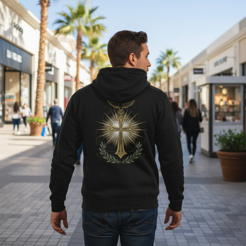 Faithful Journey Three-Panel Fleece Hoodie - Inspiring Spiritual Design