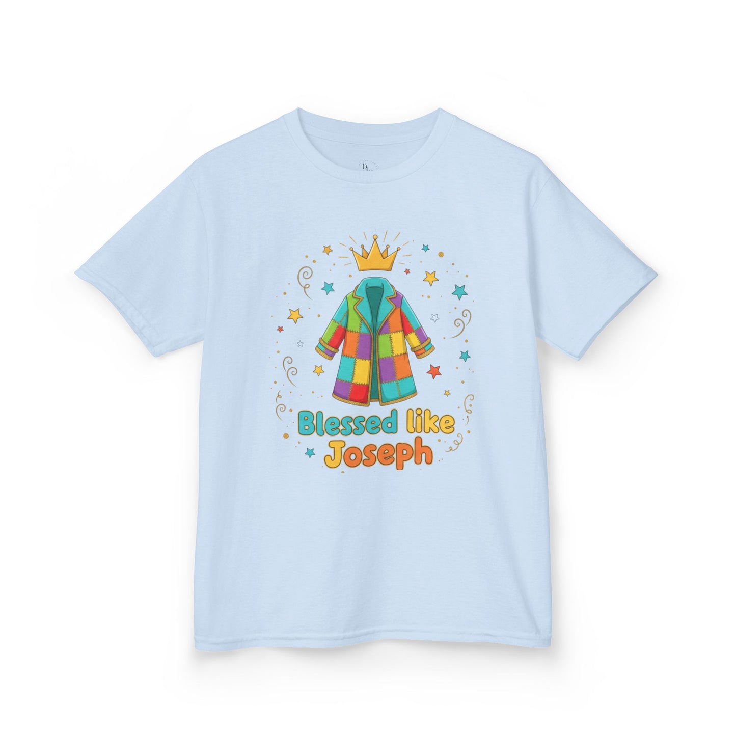 Kids Tee — 'Blessed like Joseph' Colorful Coat Kids Shirt (Religious Easter Nativity Gift)
