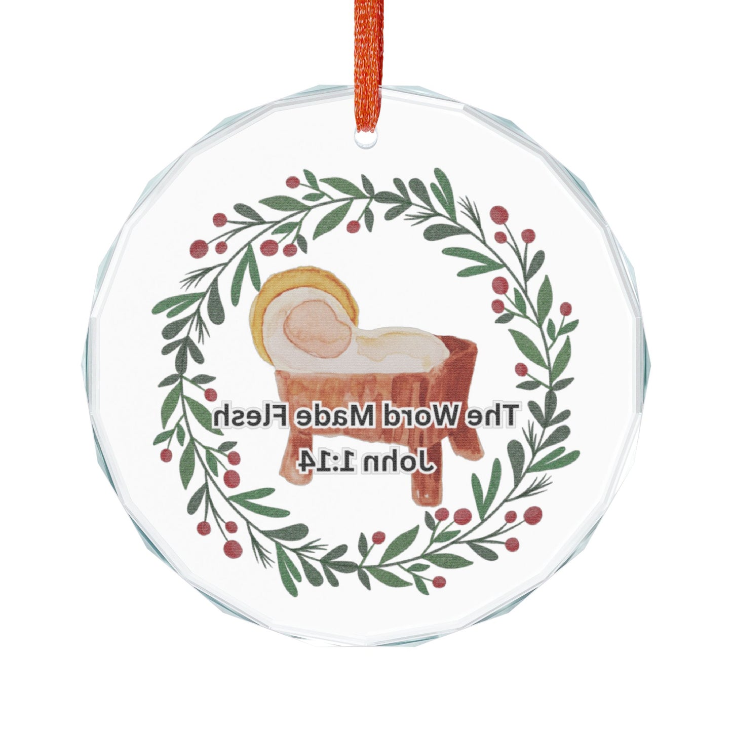 Crystal Glass Ornament - Handmade Rustic Holiday Decoration, Religious Keepsake, Christmas Gift, Personalized Keepsake, Home Decor