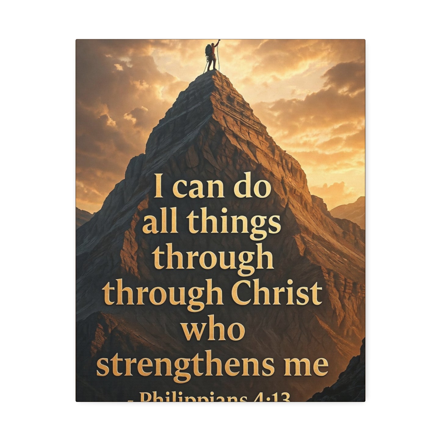 Philippians 4:13 Mountain Canvas Print — Inspirational Christian Wall Art