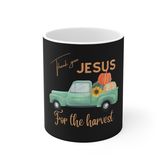Thank You Jesus Harvest Mug, 11oz Christian Coffee Mug, Fall Decor Gift, Inspirational Drinkware, Thanksgiving Mug