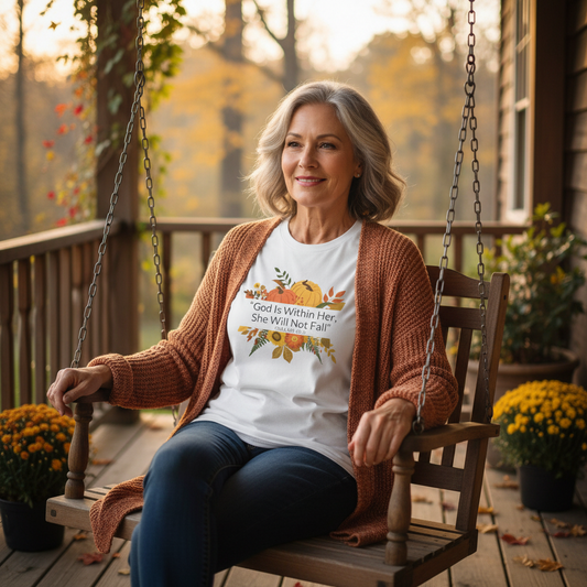 God Is Within Her Floral Women's Tee — Psalm 46:5 Inspirational Fall Shirt