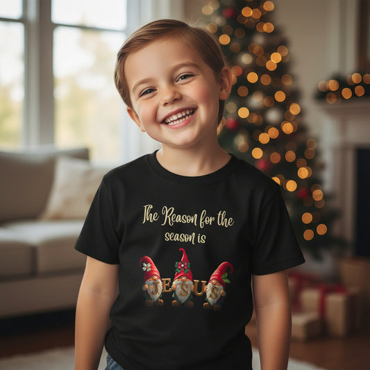 Kids Christmas Gnome Tee — "The Reason for the Season" Holiday Shirt