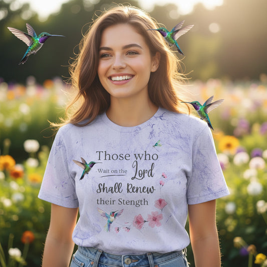 Inspirational Color Blast T-Shirt - "Those Who Wait on the Lord Shall Renew Their Strength"