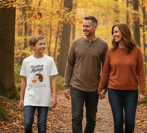 Thankfulness Hedgehog Kids Tee, Cute Animal T-Shirt, Kids Gratitude Shirt, Fall Apparel, Thanksgiving Gift for Children