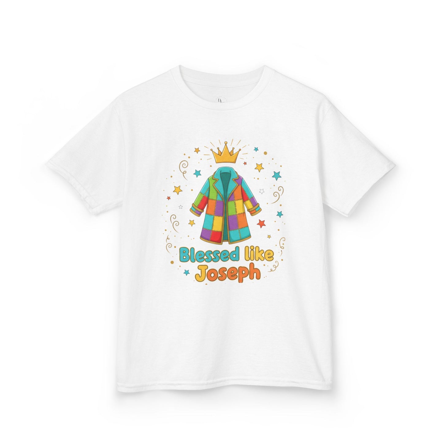 Kids Tee — 'Blessed like Joseph' Colorful Coat Kids Shirt (Religious Easter Nativity Gift)