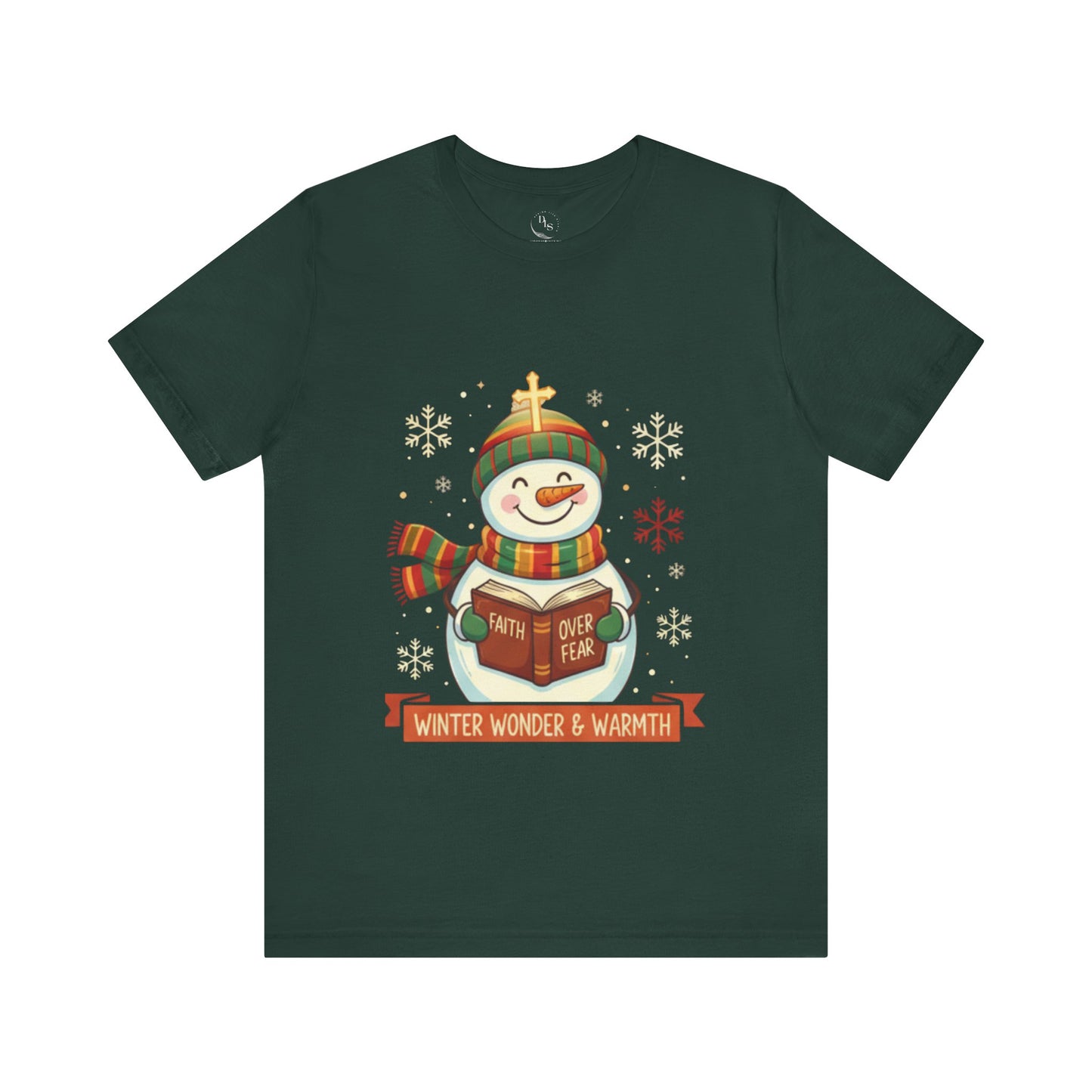 Winter Wonder Warmth Snowman Christmas Tee - Faith Over Fear Snowman Design