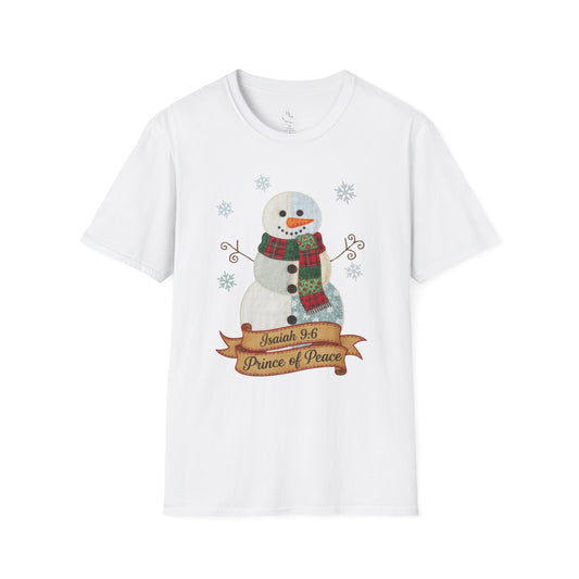 Prince of Peace Snowman T-Shirt — Isaiah 9:6 Christmas Tee