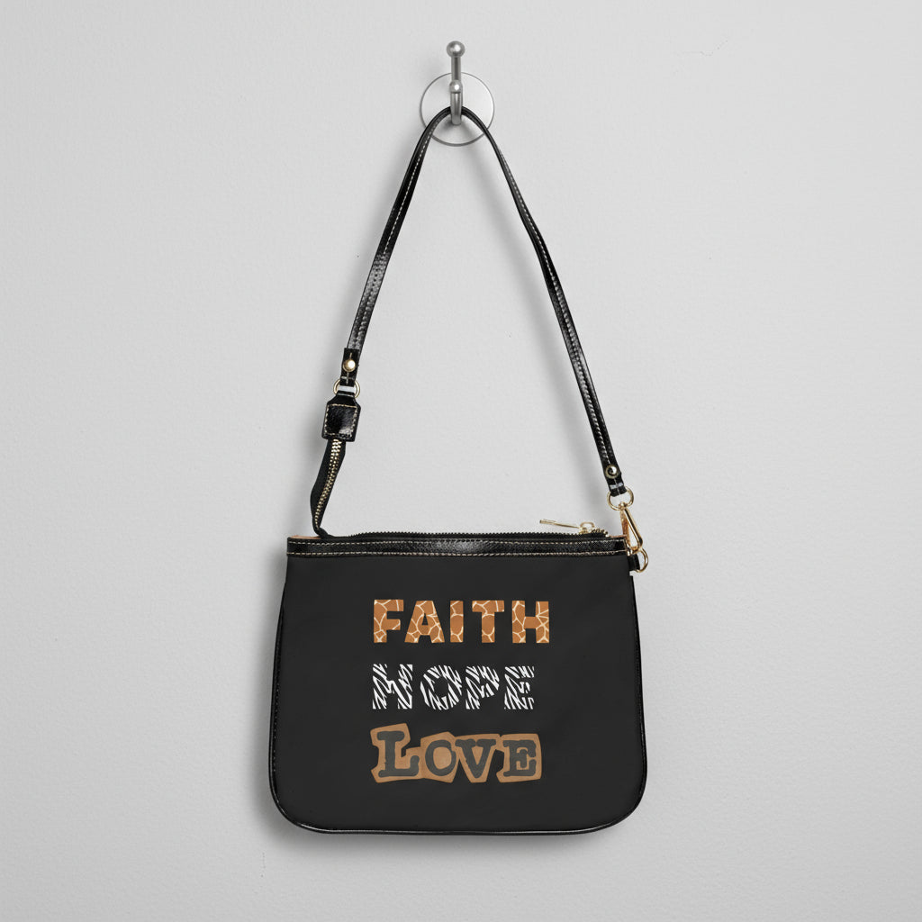 Faith, Hope, Love Small Shoulder Bag | Ideal Gift for Mom, Inspirational Accessory, Everyday Use, Stylish Purse, Casual Chic