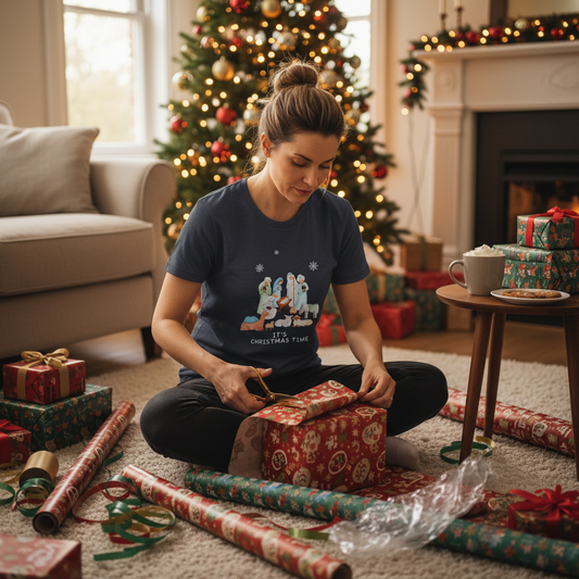 Nativity Scene T‑Shirt — Christmas Holy Family Tee (Three Wise Men & Shepherds)