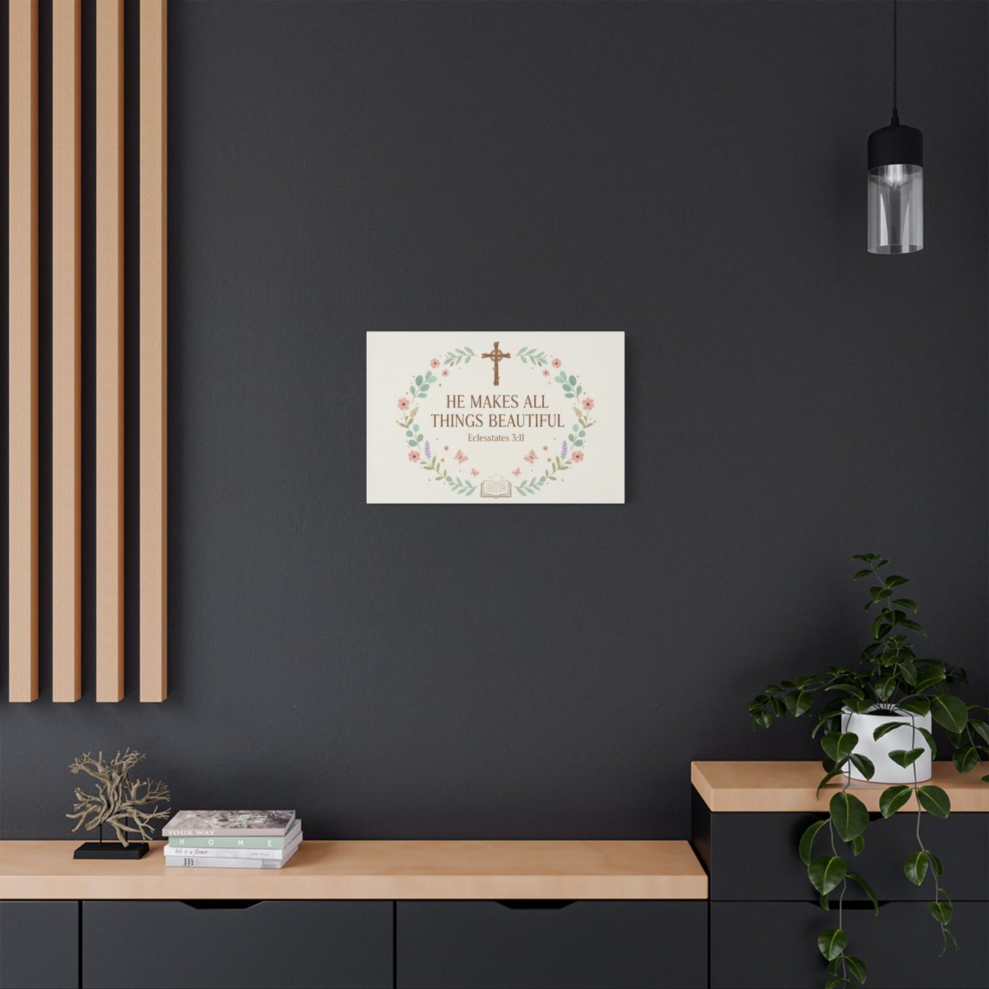 He Makes All Things Beautiful Satin Canvas Wall Art (Ecclesiastes 3:11)
