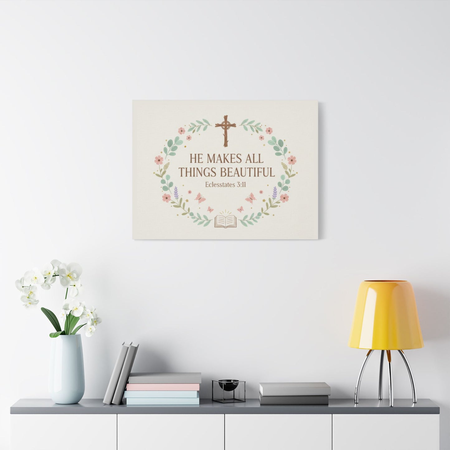 He Makes All Things Beautiful Satin Canvas Wall Art (Ecclesiastes 3:11)