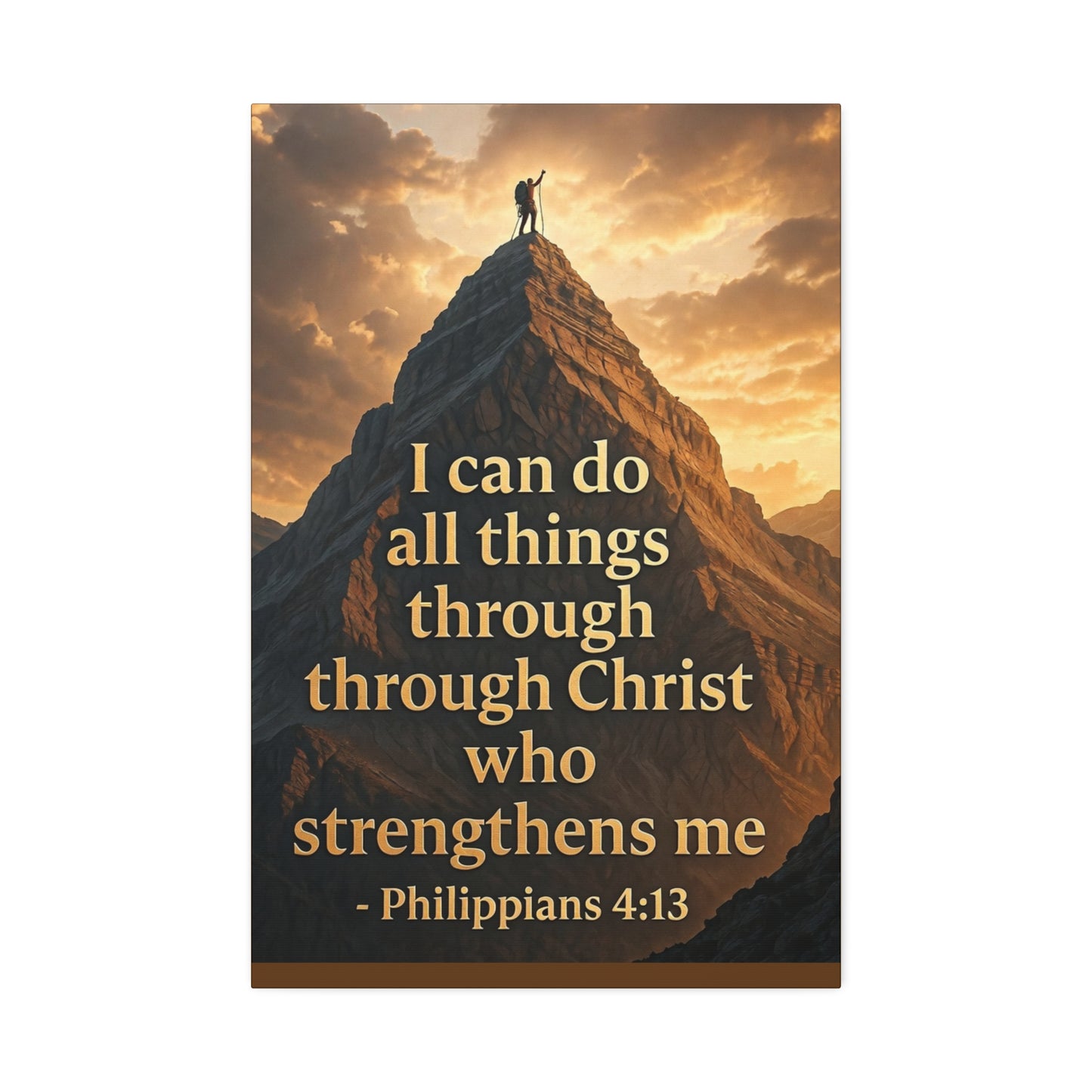 Philippians 4:13 Mountain Canvas Print — Inspirational Christian Wall Art