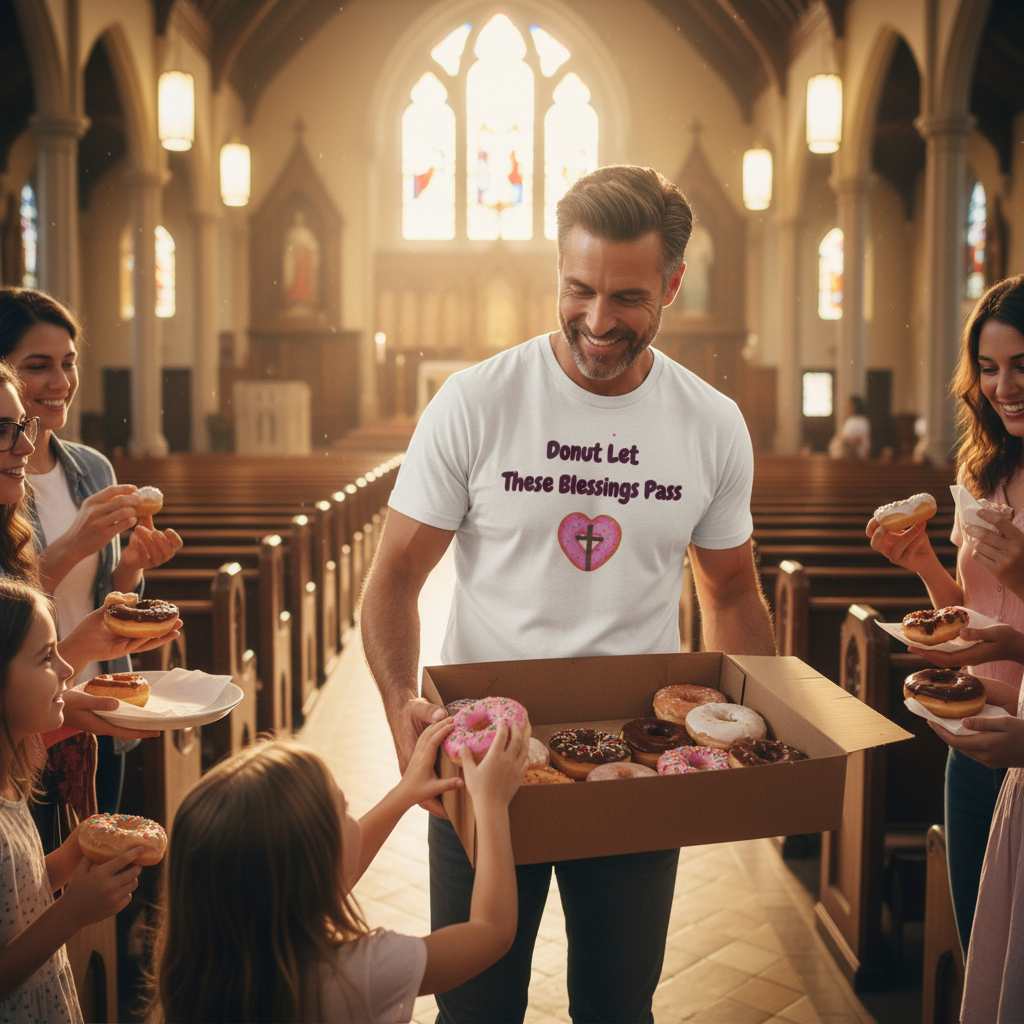 Donut Let These Blessings Pass Tee, Funny T-Shirt, Faith-based Gift, Christian Apparel, Cute Graphic Tee, Summer Style