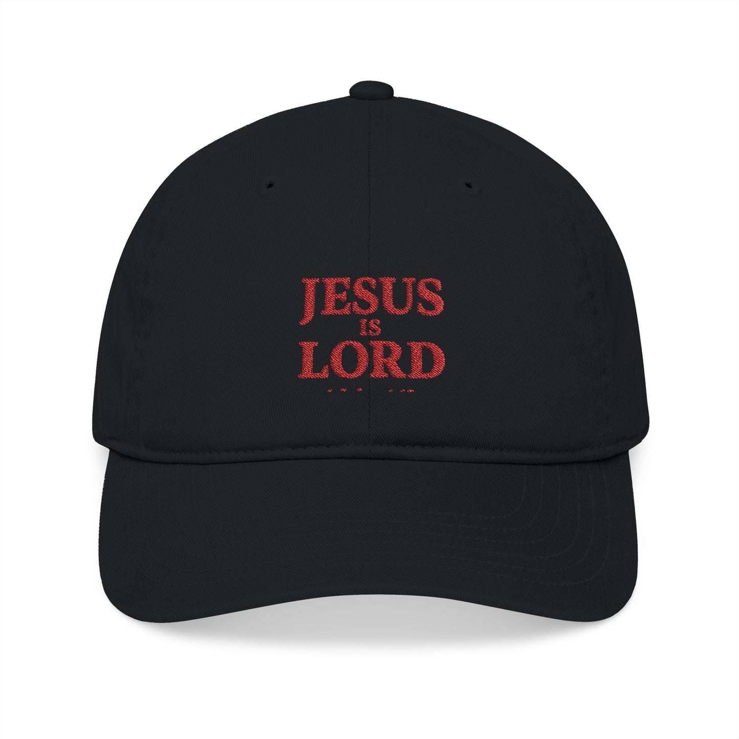 Jesus Is Lord Embroidered Organic Baseball Cap — Faith Hat for Church, Gifts & Christian Events
