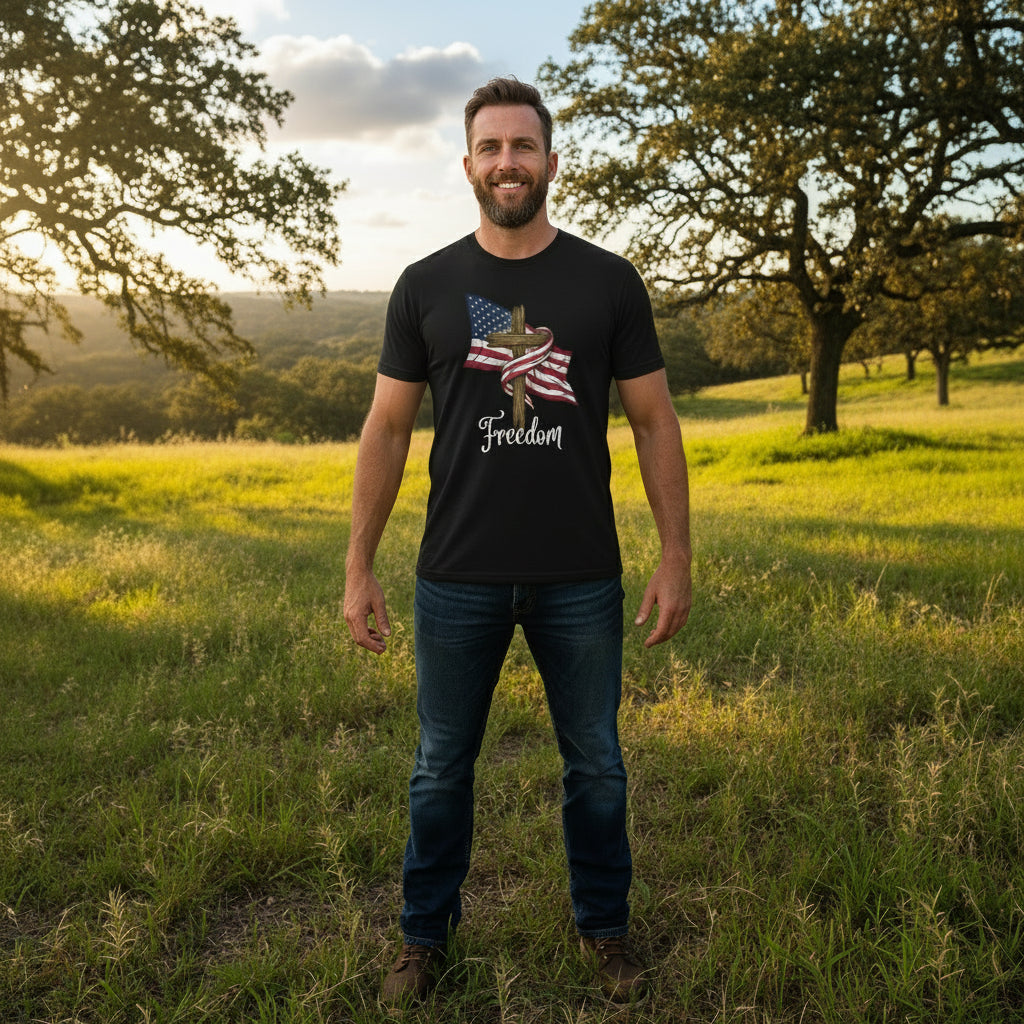 Faith Took Flight Eagle T-Shirt – "God, Family and Freedom" Patriotic Christian Tee