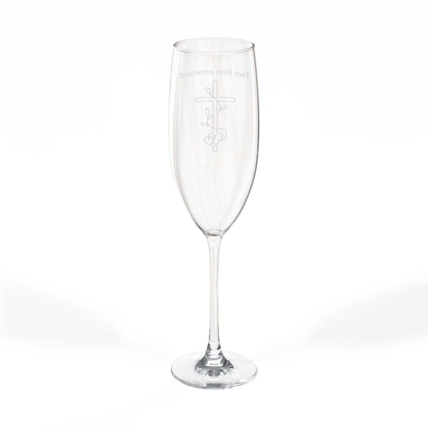 Engraved Champagne Flute 8oz – Shamrock Crest "True Love, Forever & Always"