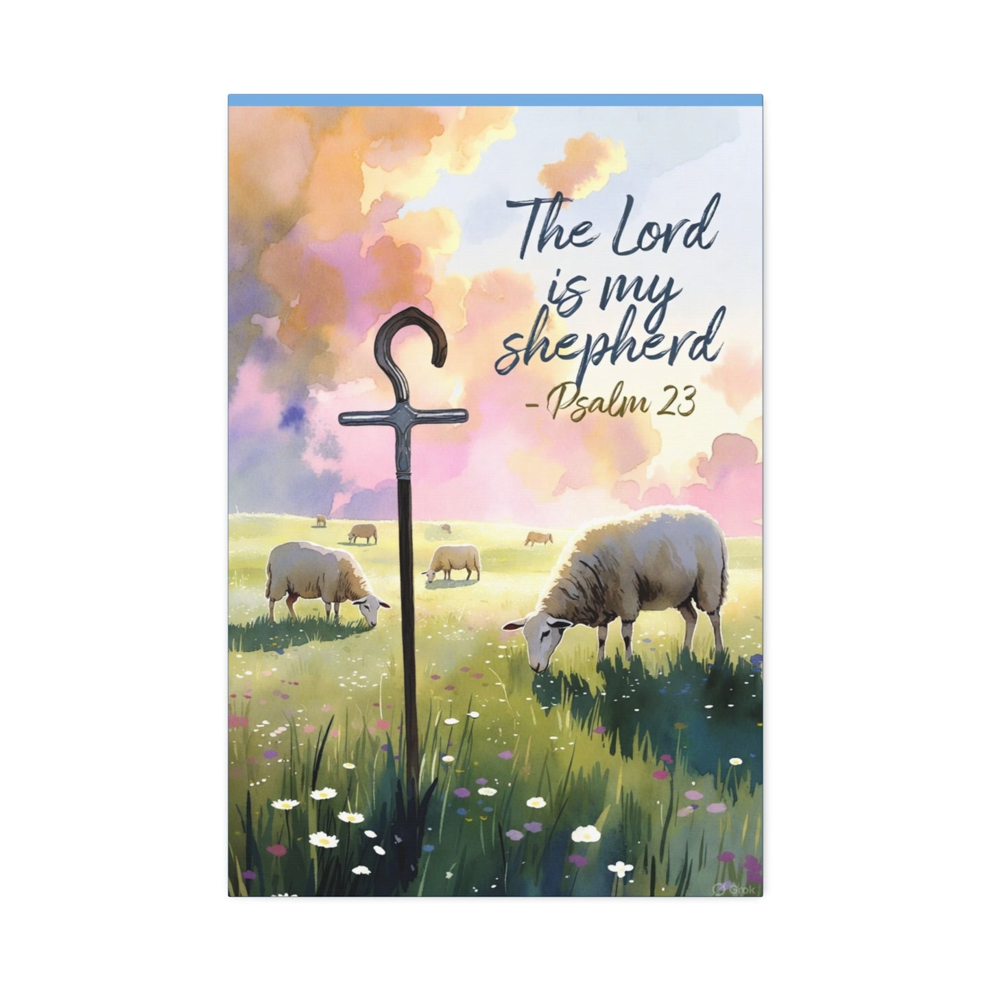 Psalm 23 Canvas Wall Art – “The Lord is My Shepherd” Stretched Canvas