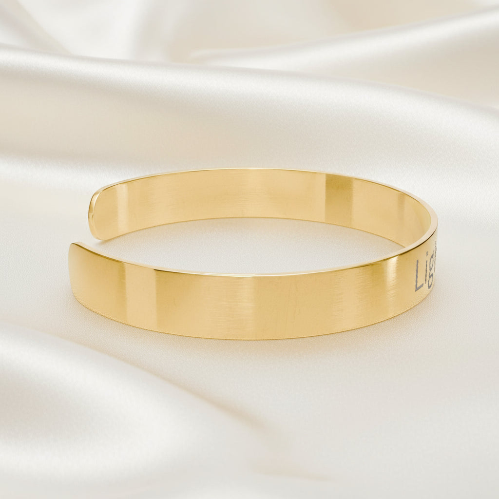 Lightbearer - Personalized Cuff Bracelet - Engraved 'Lightbearer' Statement Jewelry