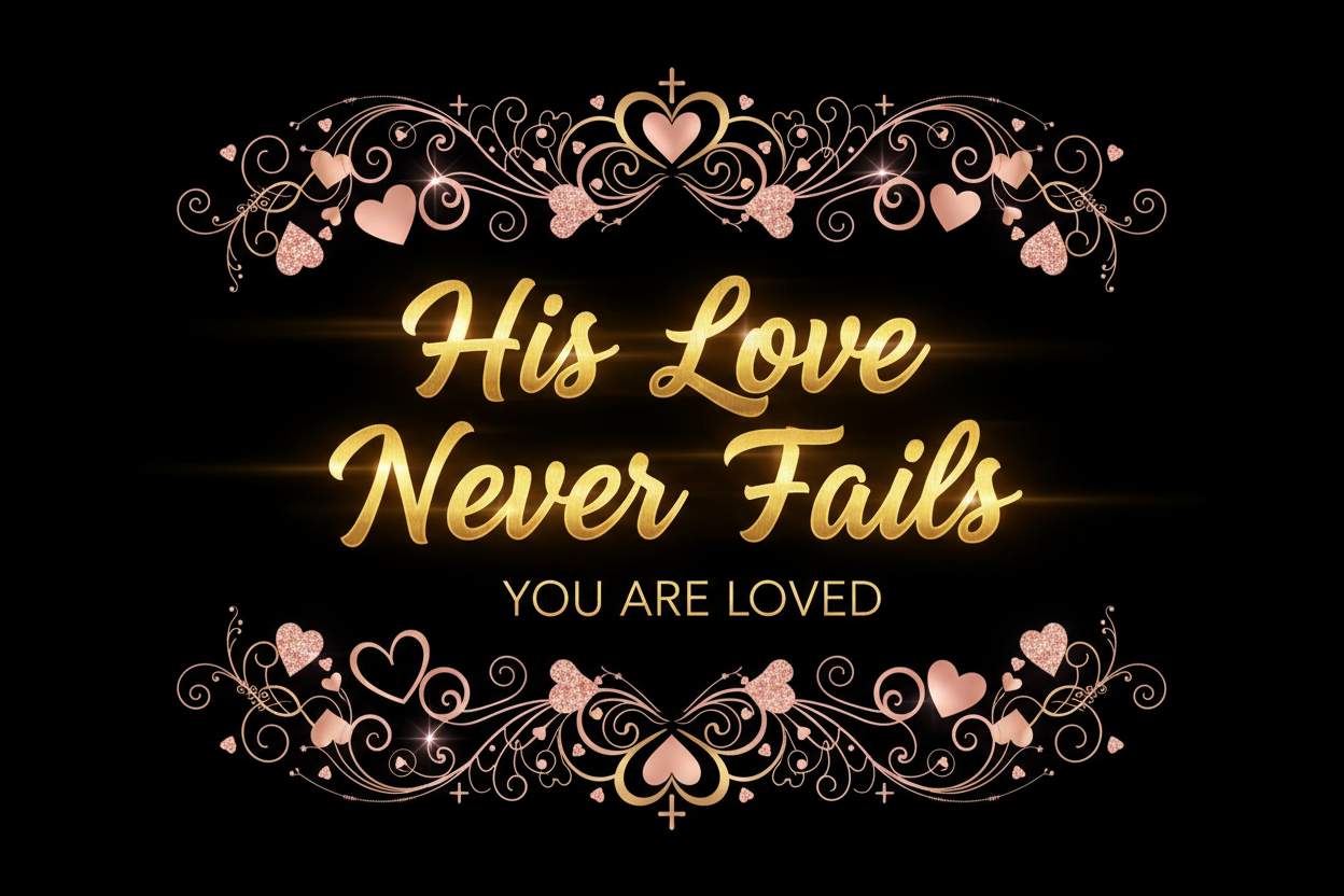 Valentine's Day Banner - Gold on Black with Pink Hearts